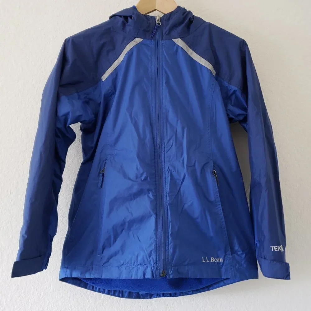 L.L. Bean Fleece Lined TEK Hodded Blue Youth Jacket - Size M (10/12)